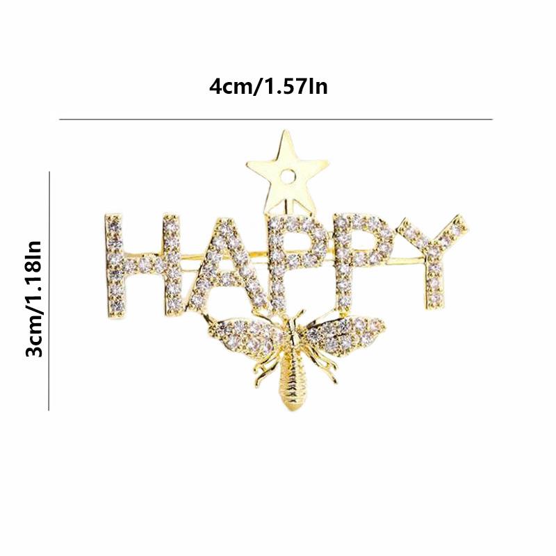 Zarte Luxus Zirkon Brosche Pin für Frauen Neue Mode Glückliche Buchstaben Nette Biene Elegante Brosche Party Hochzeit Broschen Pin