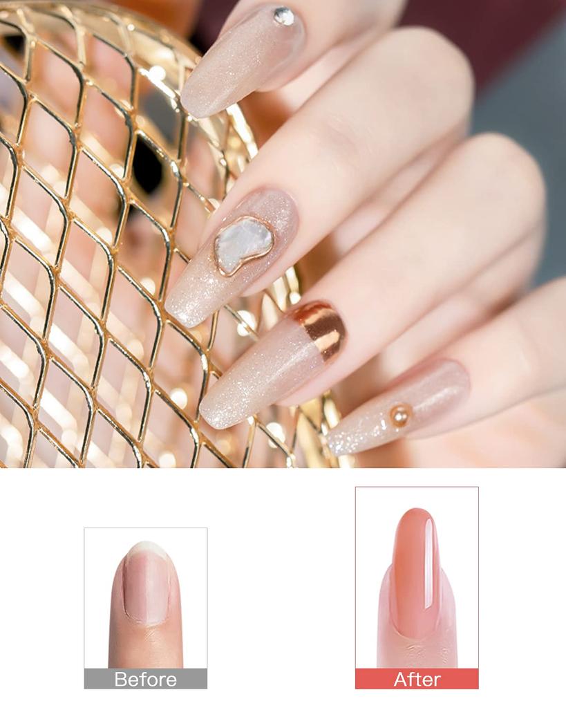 Biutee Poly Gel Glow Nail Gel 8 colors to choose includes nail extension model nail base top nail and 60 nail Includes nail extension model nail