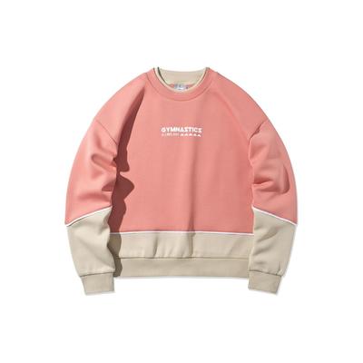 Li Ning Sports Fashion Series Color Block Round Neck Pullover Sweatshirt Women Sweatshirt Dusty-Pink AWDR046-4
