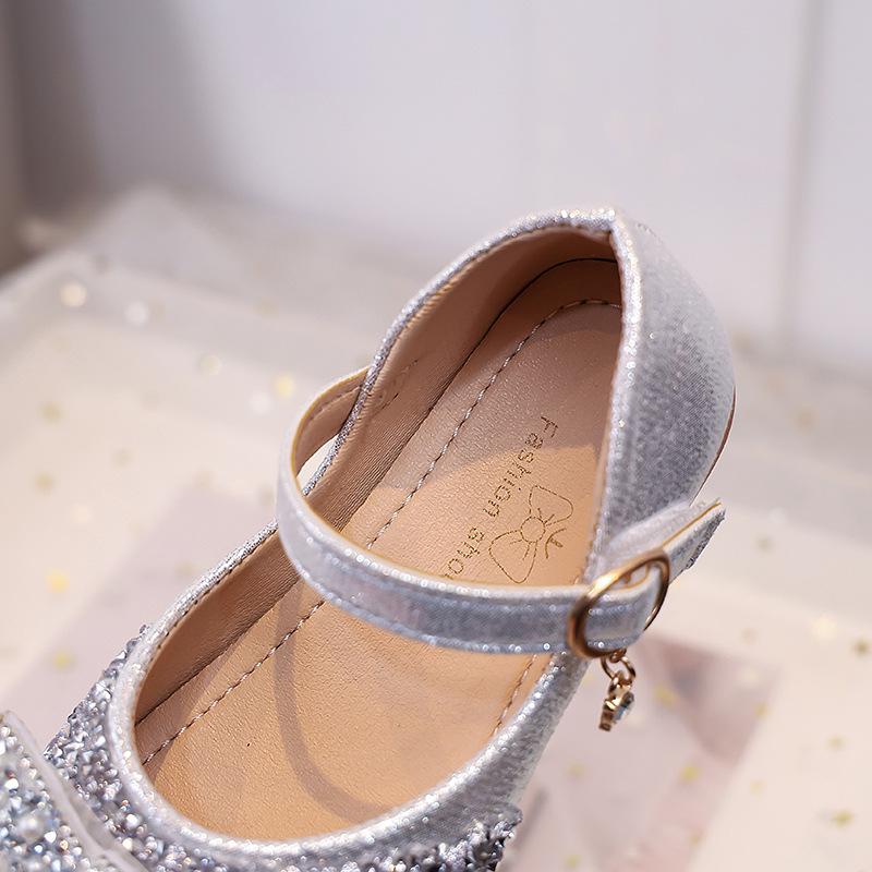 Girls' Sparkle Rhinestone Princess Bow Mary Jane Shoes with Soft Sole