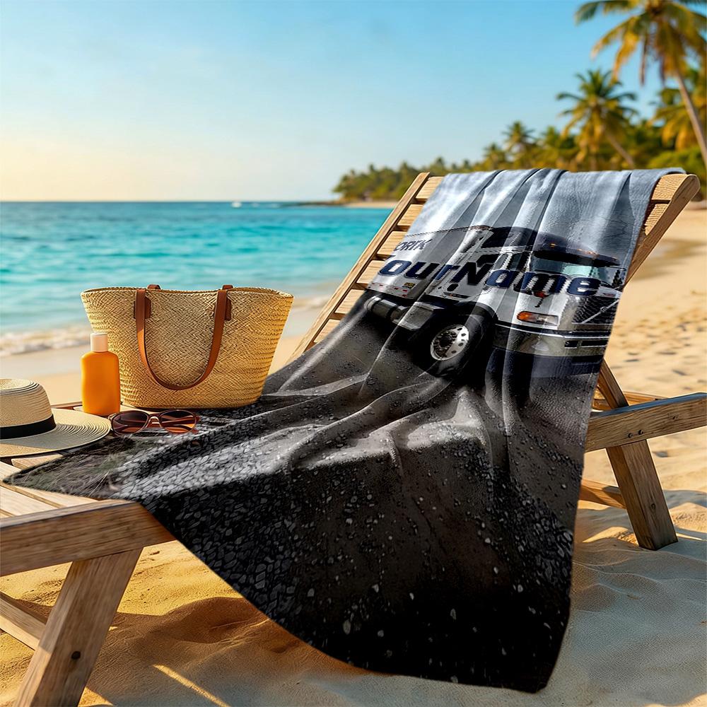 Kw Heavy Trucks Personalized Text Beach Towel Quick-Dry Soft Microfiber Portable for SwimmingBeachCamping Travel Beach AccessoriesGym
