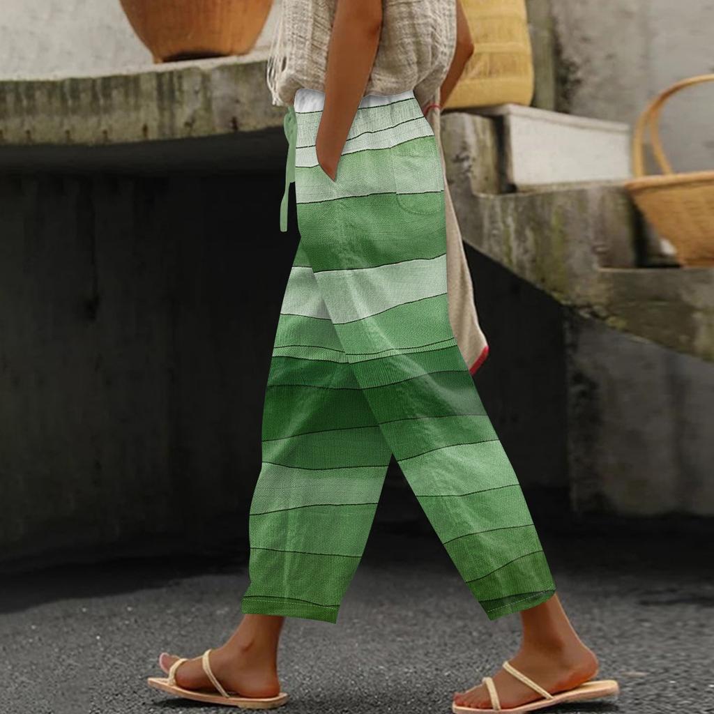Damen Casual Hosen Modische Print Casual Hosen Mit Taschen