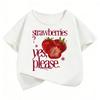T-shirt Estiva con Fantasia di Fragole per Bambini, Manica Corta, Abbigliamento per Ragazzi e Ragazze, Top Carino