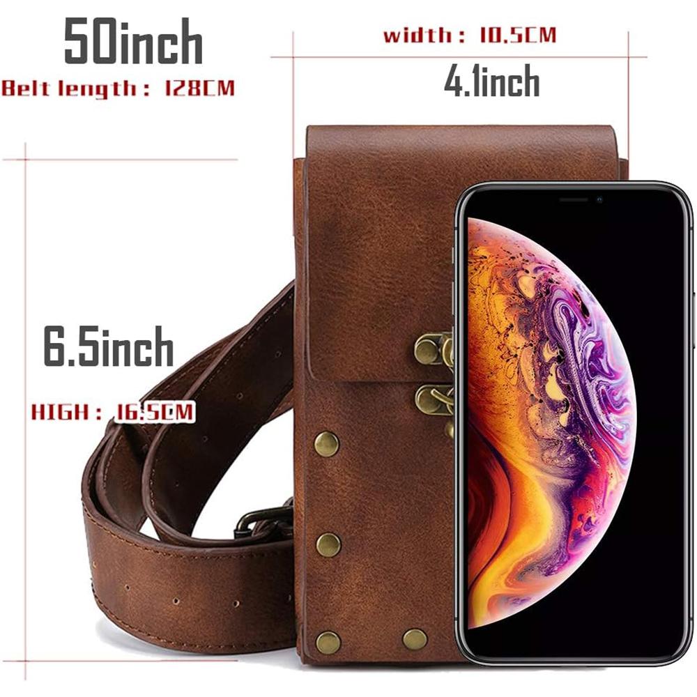 Wasserdichte braune PU-Retro-Casual-Gürteltasche, abnehmbarer Gürtel für Damen