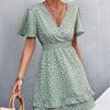 V-neck Dress Women's A-line Short Sleeved Spring Summer S-XXXL