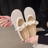 Cool summer niche woven mesh breathable flat bottom bag head half slippers women's 2025 new one-pedal slippers