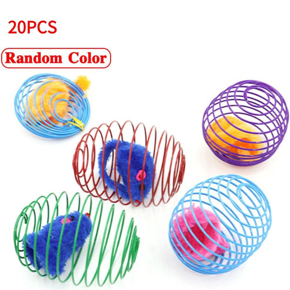 Cat Toy Balls Funny Stretchable Springs Toys Interactive Caged Rats Rolling Cat Balls Random Color Cat Mouse Toy Cat Accessories