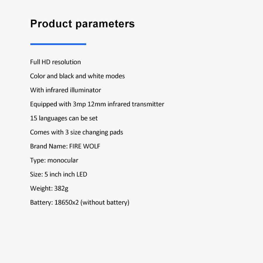 Fire Wolf 5.0 inch display Siamese night vision HD 1080P oscilloscope camera infrared illuminator rifle sight hunting optical system