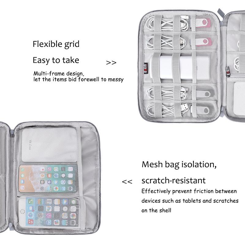 Gray Digital Storage Bag USB Data Cable Organizer Earphone Wire Bag Pen Power Bank Travel Kit Case Pouch Electronics Accessories