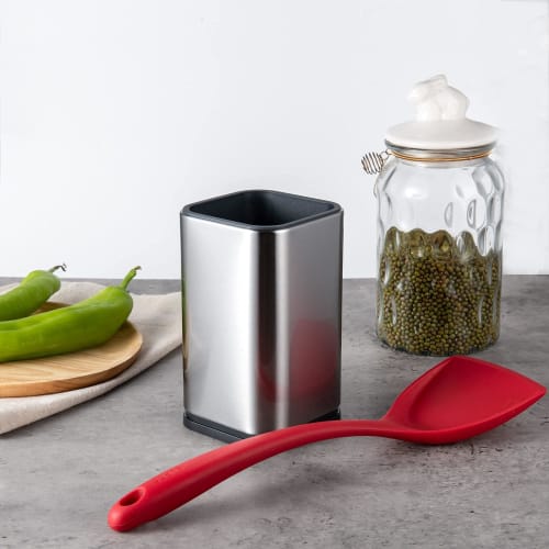 IMEEA Chopstick Holder, Cutlery Stand, Square, 17cm Tall, Stainless Steel, Silver