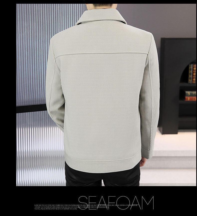 Men's Short Woolen Lapel Coat - Warm Autumn/Winter Casual Jacket with Plus Velvet