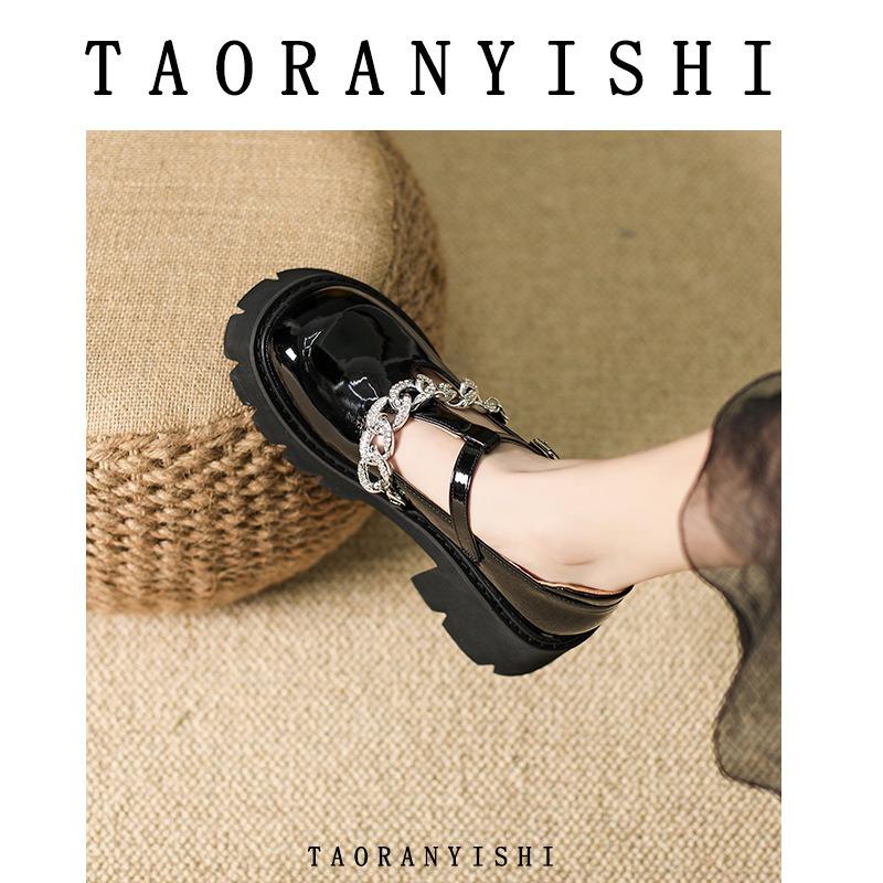Platform Mary Jane single shoes women's new spring British college style high heels large size versatile retro small leather shoes