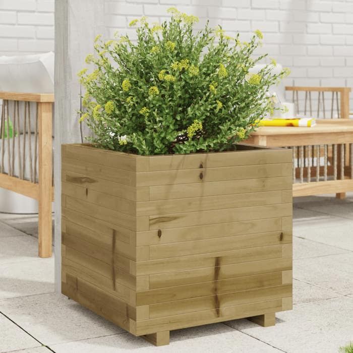 VidaXL Jardinière 50x50x49,5 cm bois de pin imprégné, jardinière d'extérieur, bac à fleurs, boîte à plantes, jardinière de 847357
