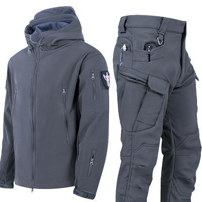 Men's Autumn & Winter Waterproof Sports Suit - Warm Elastic Hooded Jacket for Fishing & Hiking