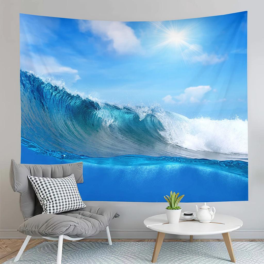 Ocean Wave Tapestry Surfing Wave Breaking Tapestry Natural Scenery Tapestry Wall Hanging Tapestries Art Living Room Bedroom Dorm