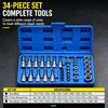 34PCS/BOX Versatile Galvanized Flower Bit Kit Hard Alloy Repair Hand Gear Socket Set  Pipe Install