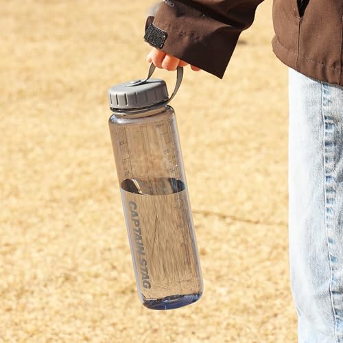 Captain Stag Water Bottle, Sports Bottle, Water Bottle, 1000ml, Direct Drinking, Rice Gradient, 6 Cups, BPA-Free, Clear Black, UY-7093