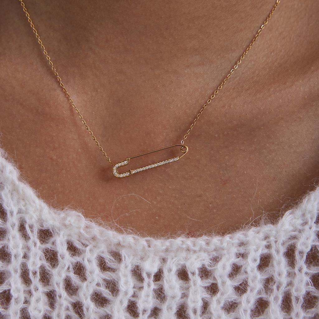 Yori Nerezová ocel Bílé kamínky Sponka na papír Přívěsek Náhrdelník Jedinečný Klasický Módní Šperk Bijoux Femme Nový