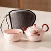 Ru Kiln Travel Tea Set, One Pot and One Cup of Teapot Set, Single Person Can Drink Teacup, Make Tea, Outdoor Portable
