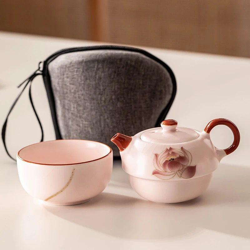 

Дорожный чайный набор из Килн Ру, Набор из одного чайника и одной чашки, Чайная чашка для одного человека, Для заваривания чая, Портативный для улицы