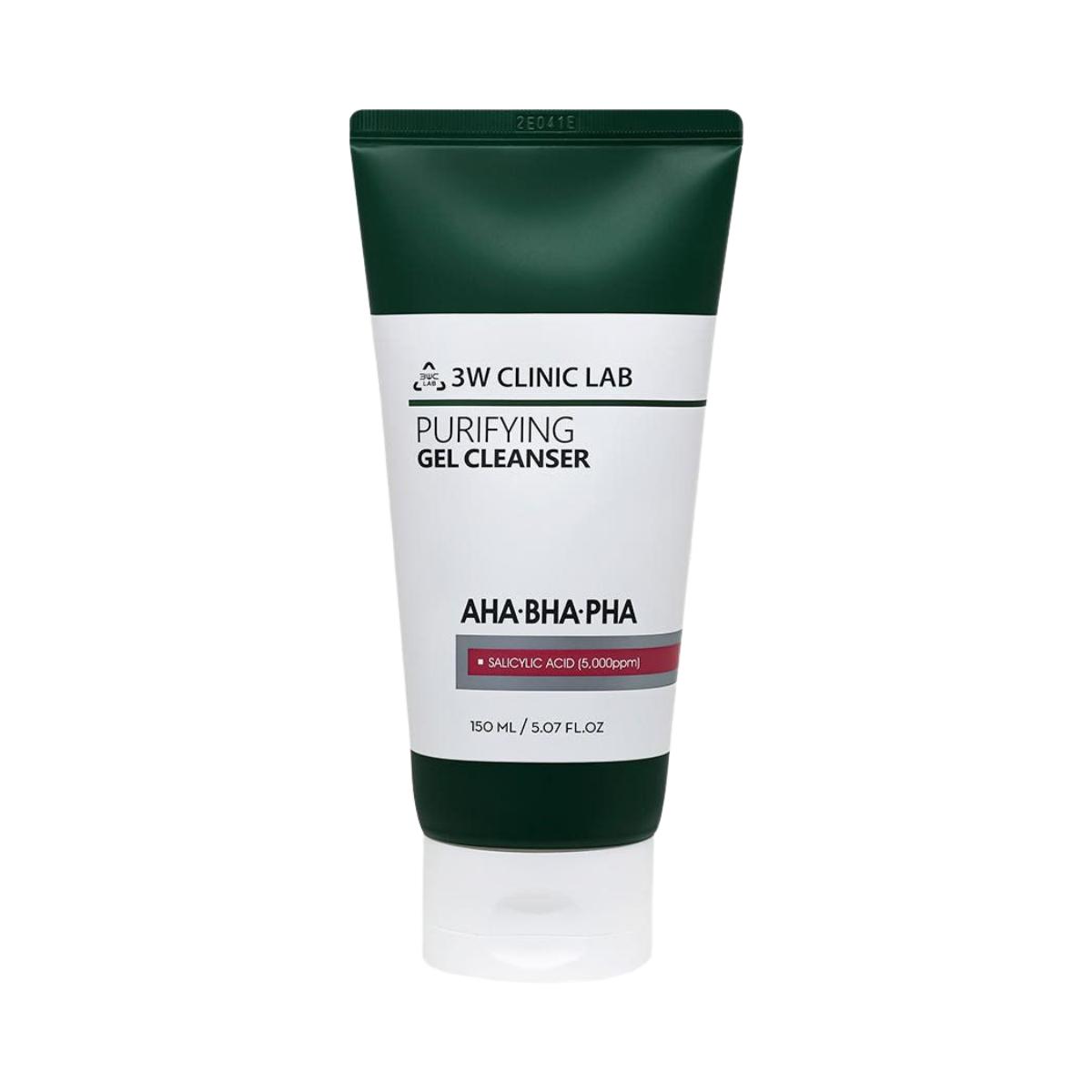 3W Clinic Lab 3HA Purification Gel Cleanser - BHA & Cica Acne Care - 150ml / 5.07 fl.oz.
