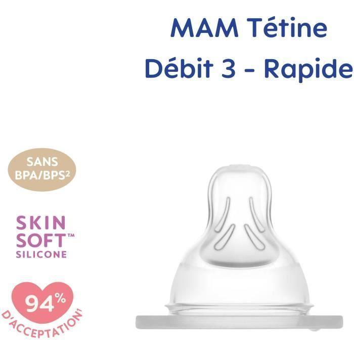MAM Anatomical Silicone Teat - Fast Flow 3 - Pack of 2