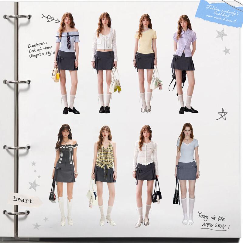 UNIFREE Sweet & Cool Bow Tie High-Waist A-Line Skirt
