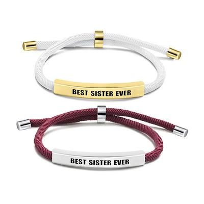 Multicolor Woven Rope Friendship Bracelet - Engraved Stainless Steel Christmas Gift