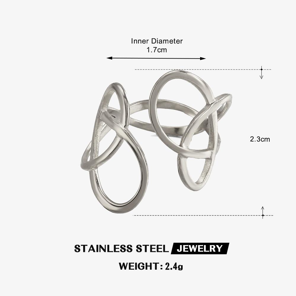 

Minimalist Style Lines Couple Rings Fashion Stainless Steel Zircon Personalized Hip-Hop Geometric Opening Gold-Plated Ring resizable