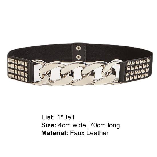 Fitted Elastic Women Waist Belt Terrific Simple Metal