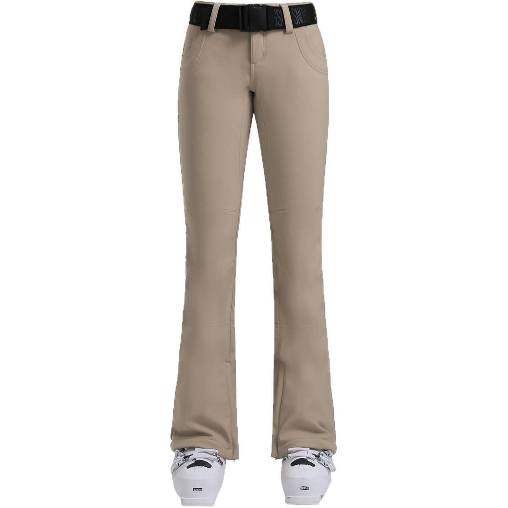 New Women's Slim Fit Ski Pants: Elastic, Double-Layered, Velvet-Lined, Windproof, Waterproof, Breathable, Solid Color.