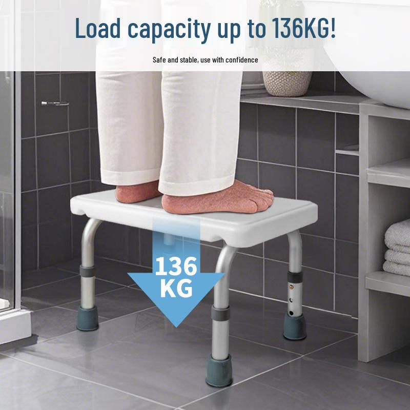 Adjustable Non-slip Aluminum Bathroom Footrest Stool