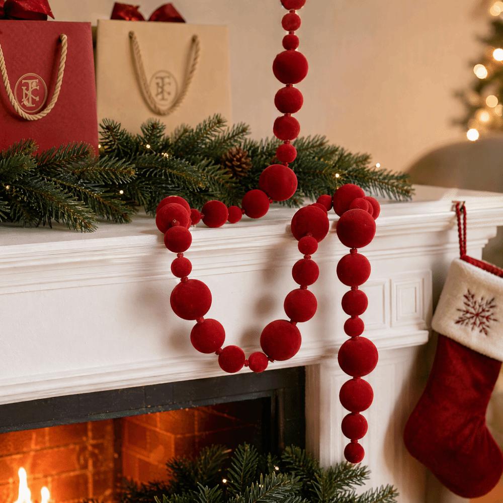 Multicolor Flocking Ball String Mixed Size Christmas Ball String  Home Decoration