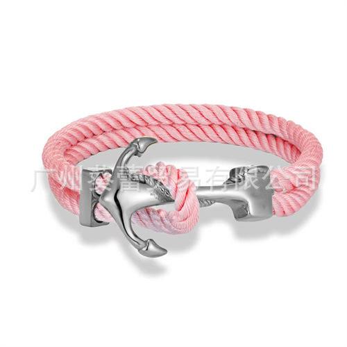 Classic Navy Stainless Steel Anchor Bracelet Men'S Casual Double Strand Multicolor Nautical Surfing Bracelet