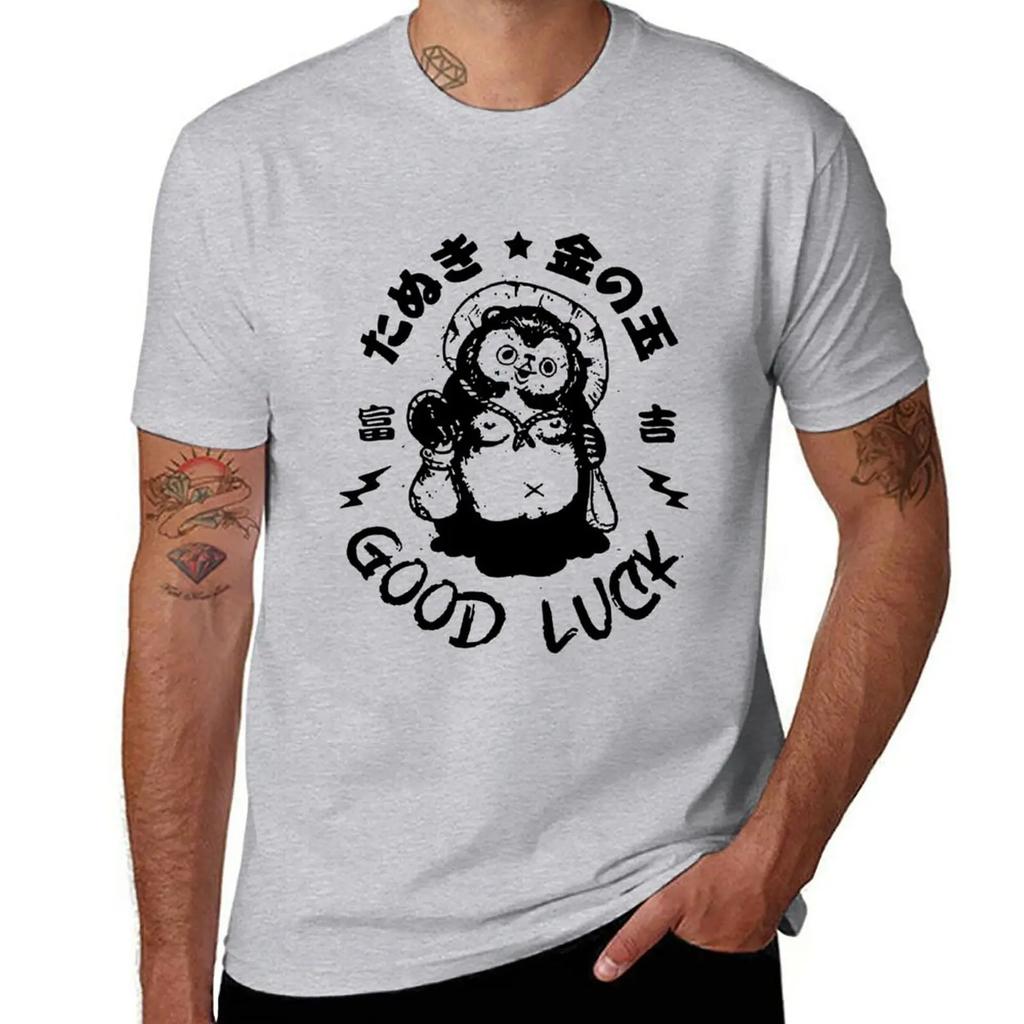 Tanuki T-Shirt Jungen Tierdruck neue Ausgabe Sportfans schlicht Herren Grafik-T-Shirts lustig