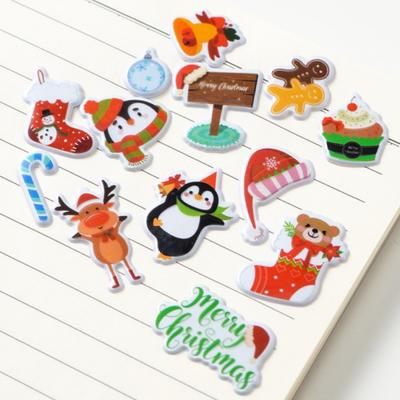 4pcsChristmas Bubble Stickers3DHoliday Party Decoration Stickers Santa Claus Elk Christmas Tree Cane Stickers Gift Stickers
