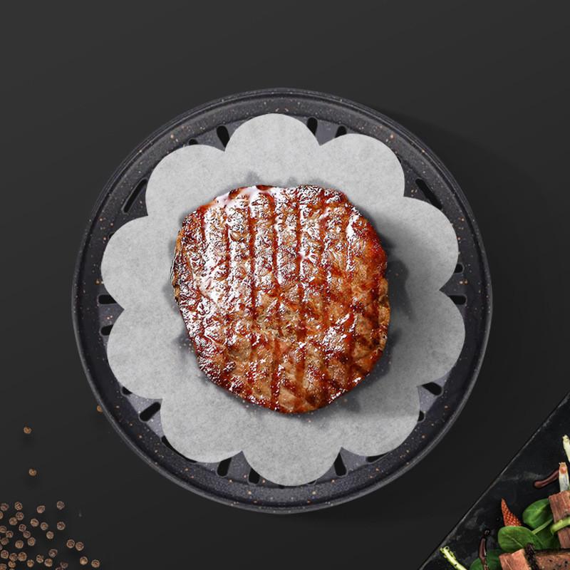 100 Stuks Witte Ronde Kant Hittebestendige Siliconenolie Airfryer Voedselmat Bakken Barbecue Grill Papieren