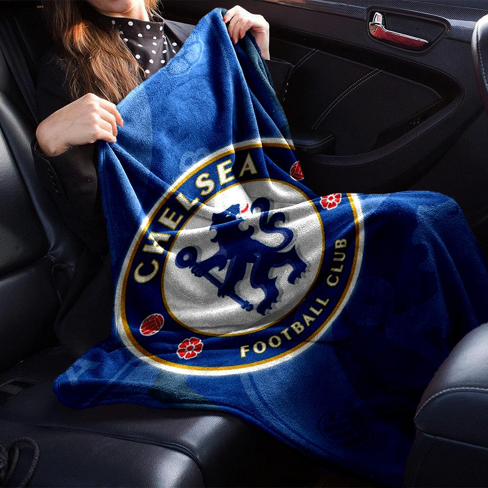 Chelsea Football Club Theme Printed Blanket - Perfect for Couch, Bed, Travel & Outdoor Use | Machine Washable, Cozy & Durable.