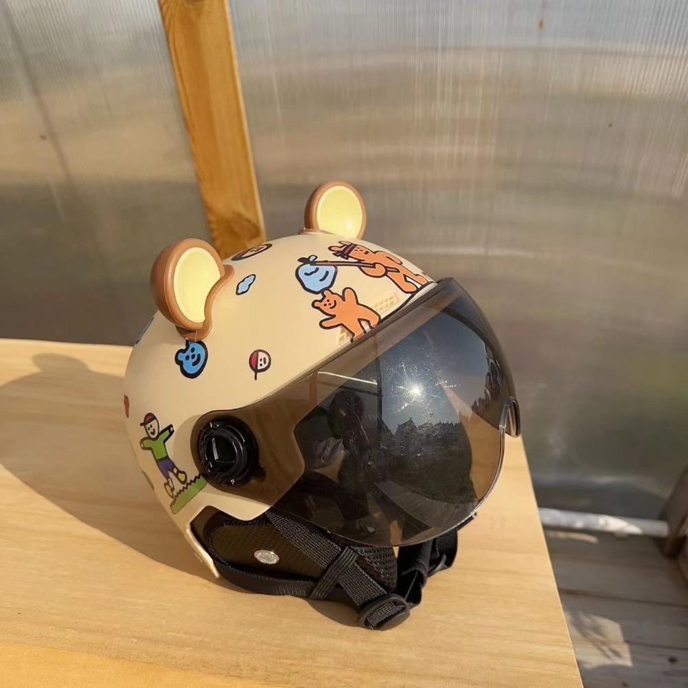 Battery Car Helmet Male and Female Student Cartoon Couple Four Seasons Universal Safety Hat National Standard Winter Ear Protection Half Helmet