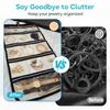 MISSLO Hanging Jewelry Organizer Travel Foldable Jewelry Roll Storage Case with 14 Cotton Zippered Pockets for Traveling, Closet, Suitcase