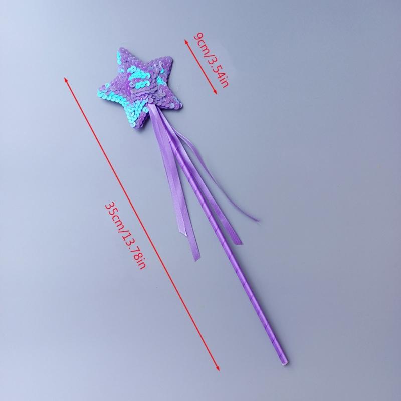 Star Sequins Magic Stick Princess Cosplay Props Little Girl Character Costume Accessory for Children Girl Kindergarten