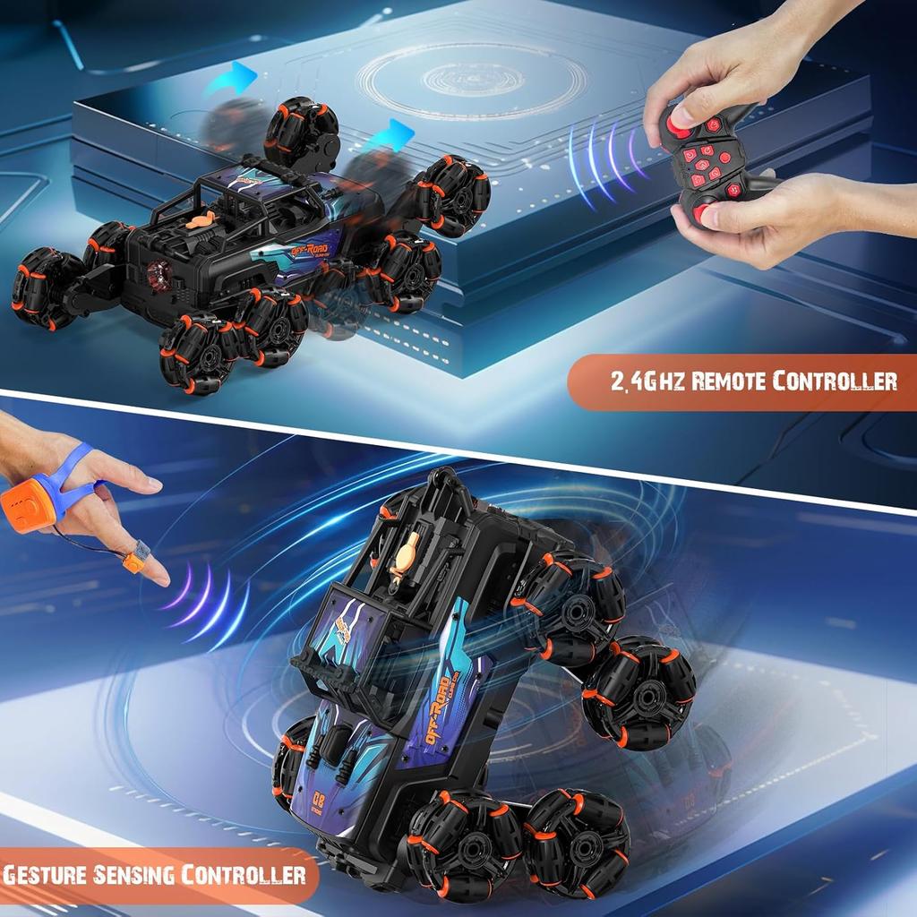 8WD Gesture Sensing Stunt Rc Cars,Toys for Ages 8-13 Remote Control Climbing Car,2.4Ghz Hand Controlled Rc Car with Spray 360 Rotation for 8 9 10 11