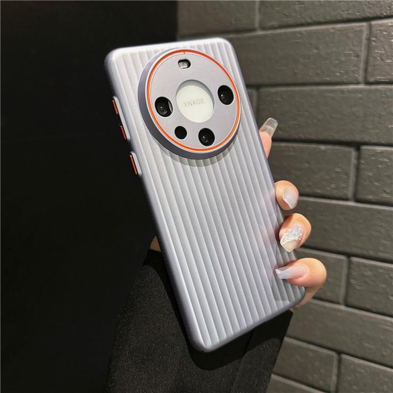 For Huawei Mate 60 Pro Plus Corrugated Grain Plating Metallic Paint Anti fingerprint PC Shockproof Anti-Slip Back Cover Case Shell