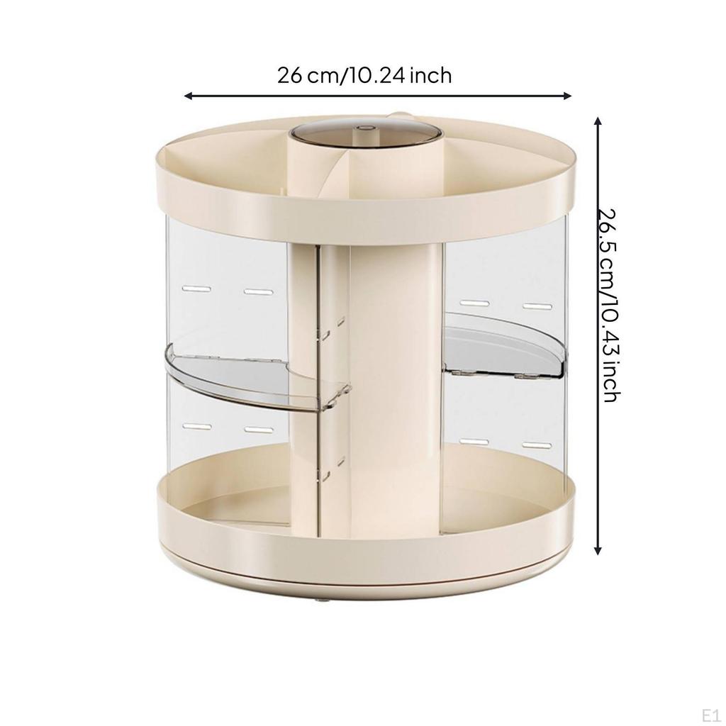 Rotating Makeup Organizer Clear Cosmetics with Base Transparent Brush