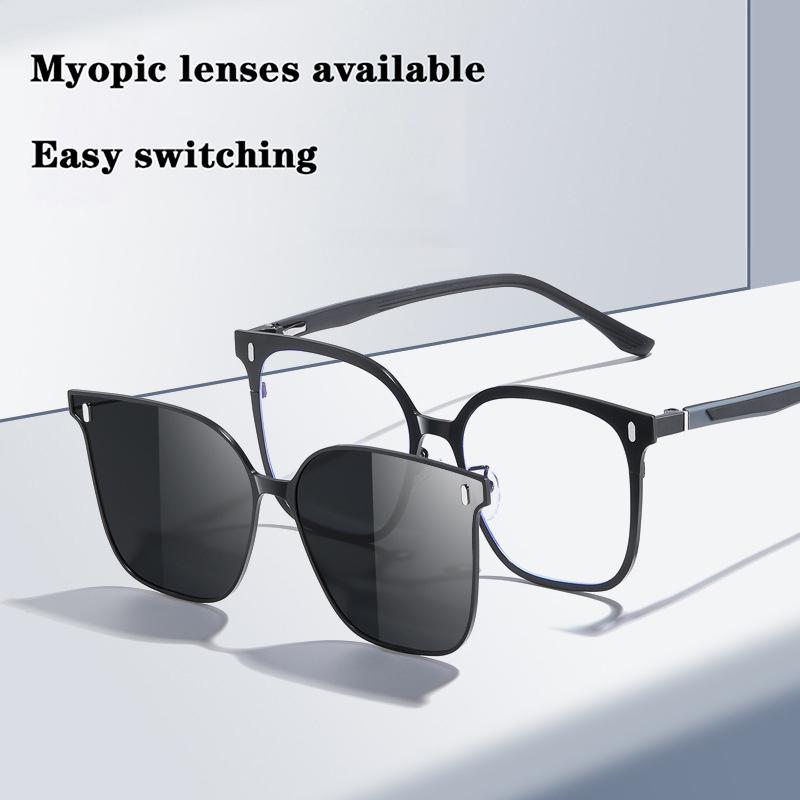 Fashion Polarized Sunglasses Men Women Magnetic Clip On Glasses Optical Prescription Eyeglass Frames Magnet Clips Retro 2 in 1