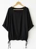 Hot Selling Loose Cotton Linen Round Neck Drop Shoulder Pullover