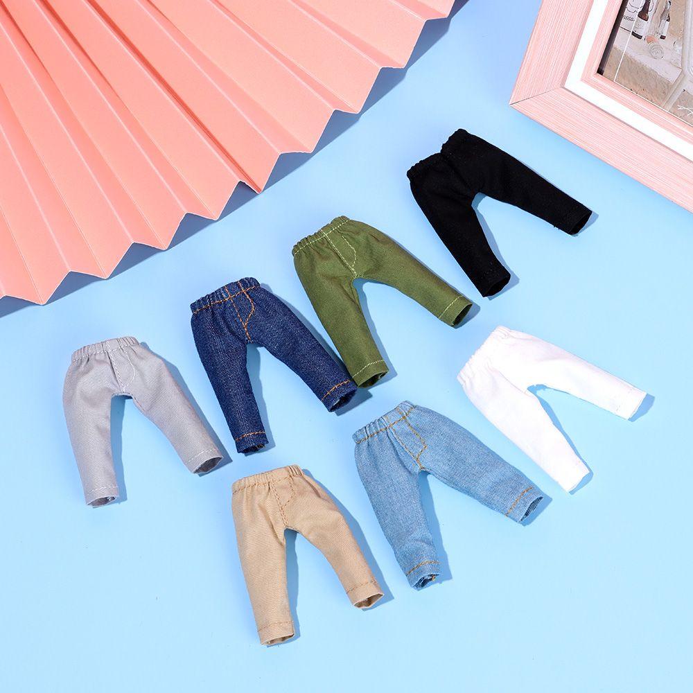 High Quality Kids Toys 1/11 1/12 Doll Leather Pants Dolls Trousers Denim Jeans Clothes Accessories