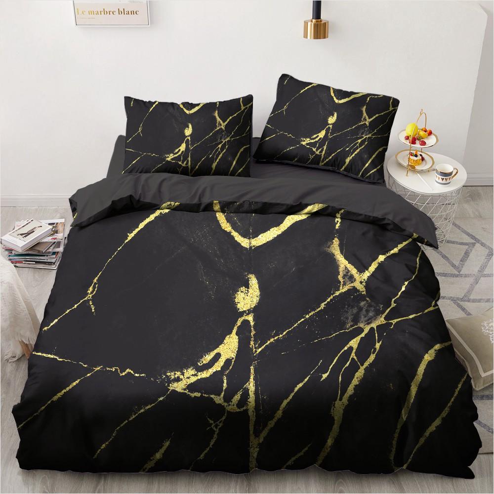 Enkla sängklädesset 3D Marmorering Påslakan Täcke Örngott King Queen Full Double Single Hemtextil