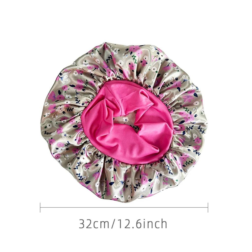 1 Stück Damen Satin Bonnet Elastisches breites Band Nachtschlafmütze Haarausfall-Abdeckung Kopfwickel Lockiges Federndes Haar Schönheit Chemo Cap Pflege