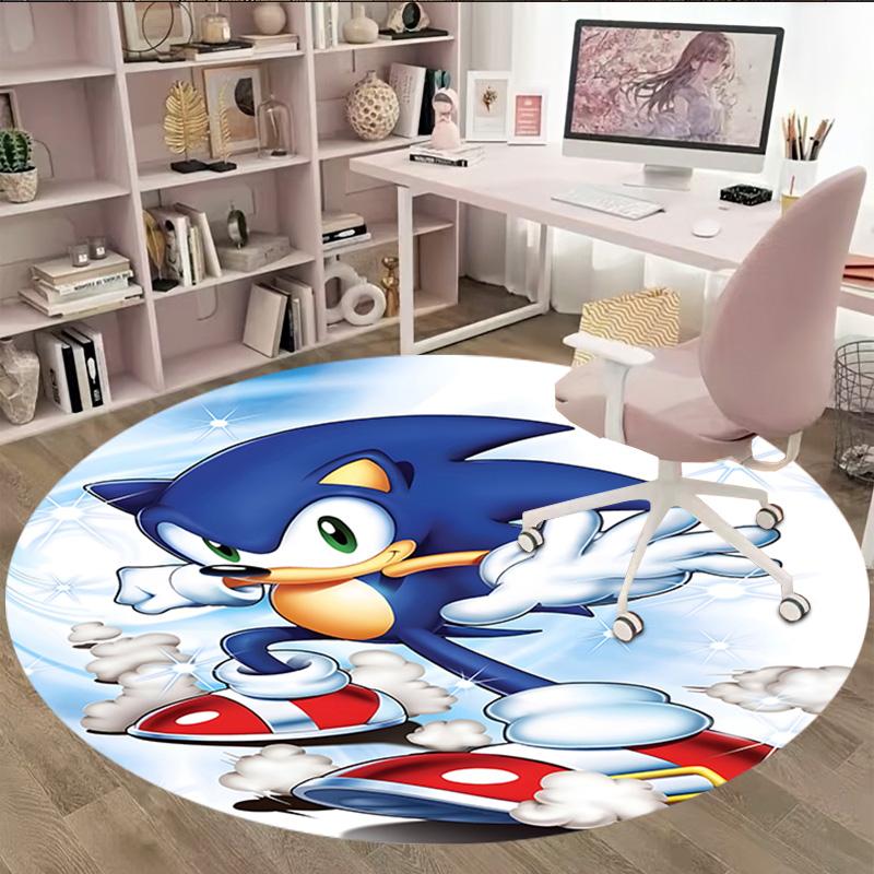 1pc Sonic1 Print Round Carpet Chair Round Carpet Suitable for Bedroom Living Room Home Decorative Carpet